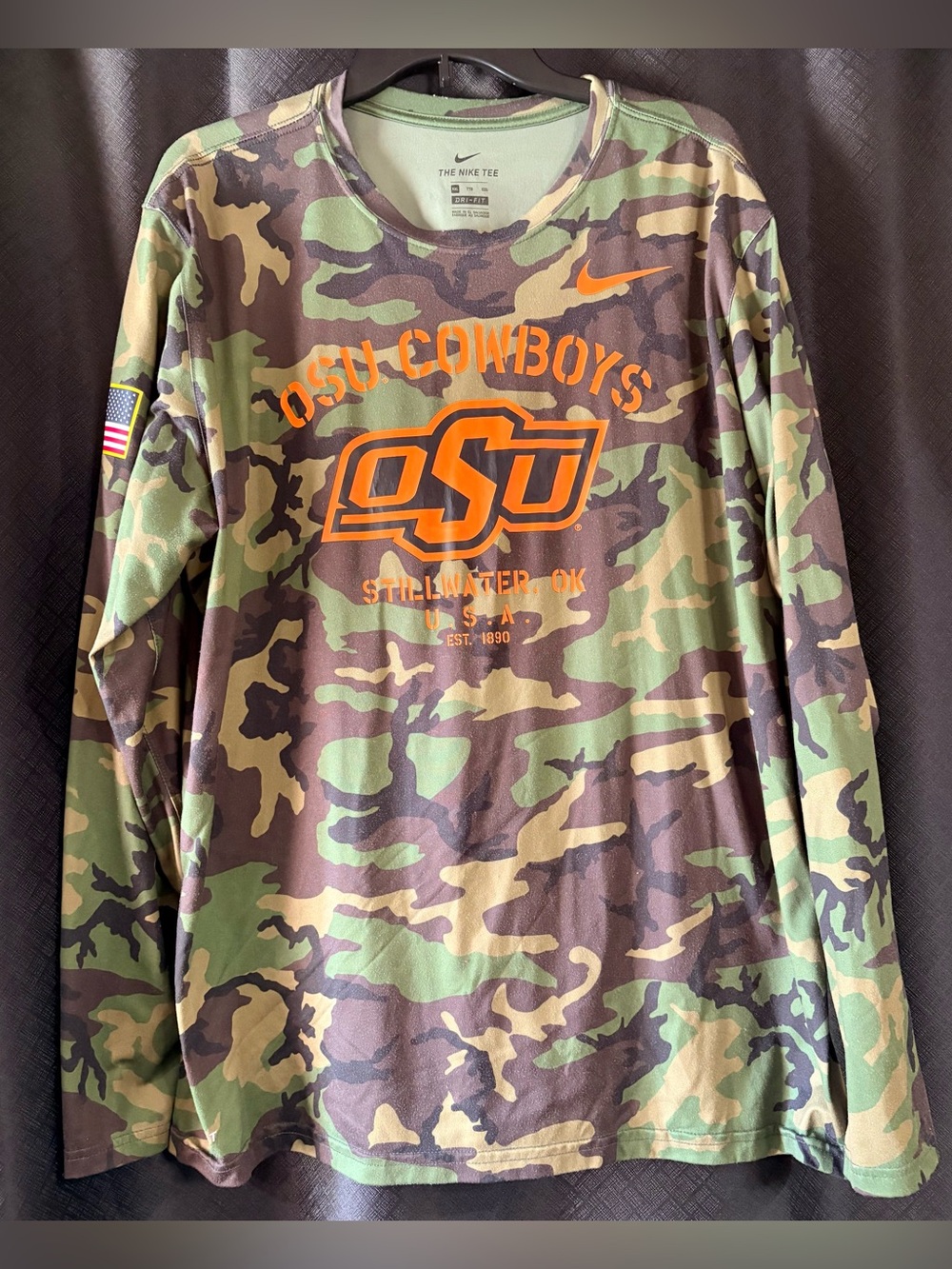 Nike Men's OSU Cowboys Camo Long Sleeve Tee